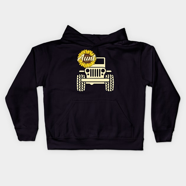 Jeep Sunflower Jeep Aunt Jeep Women Kids Hoodie by Jane Sky